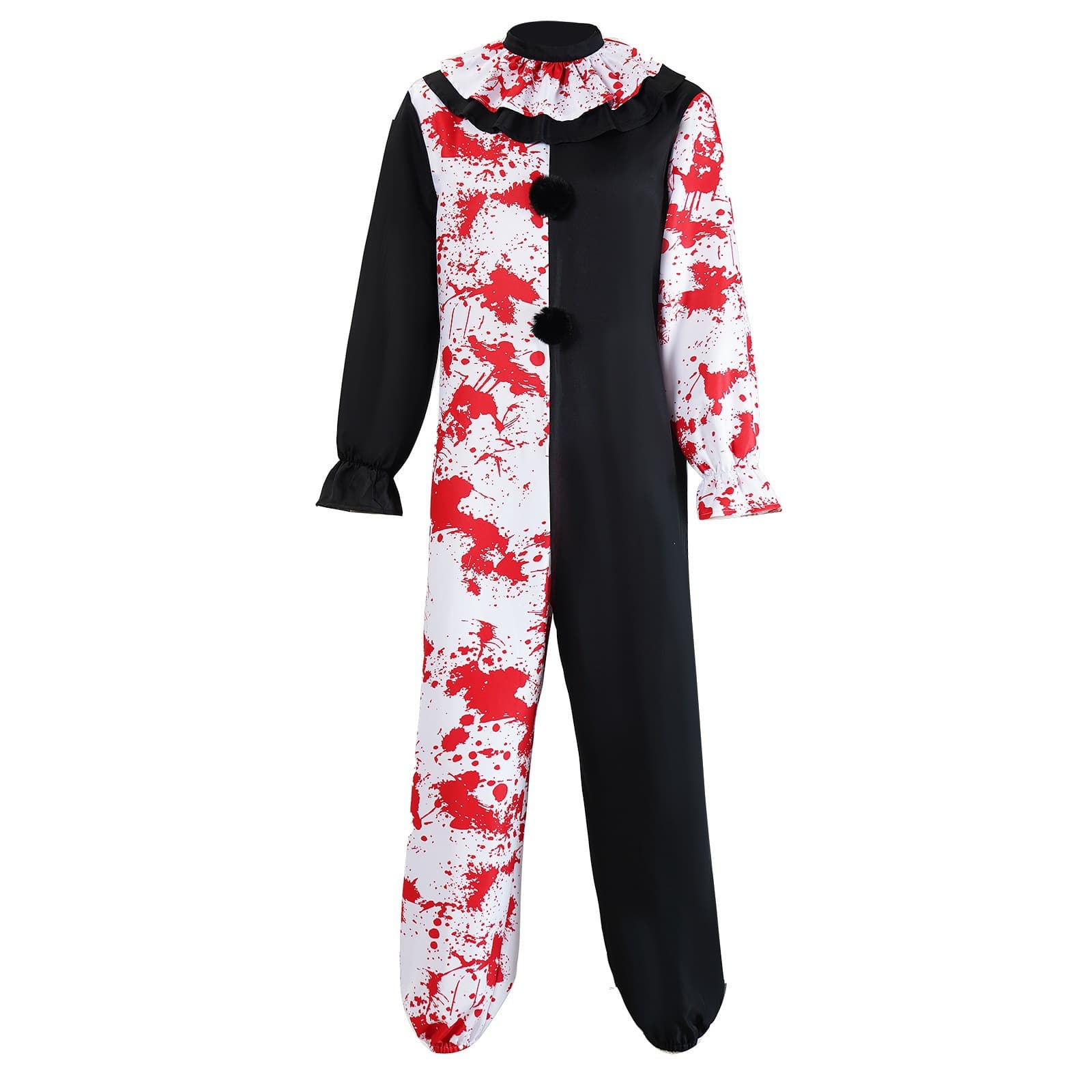 Bloody Clown Cosplay Costume with Bloodstains, Horror Role-Playing Costume, Scary Cross-Border Stage Factory
