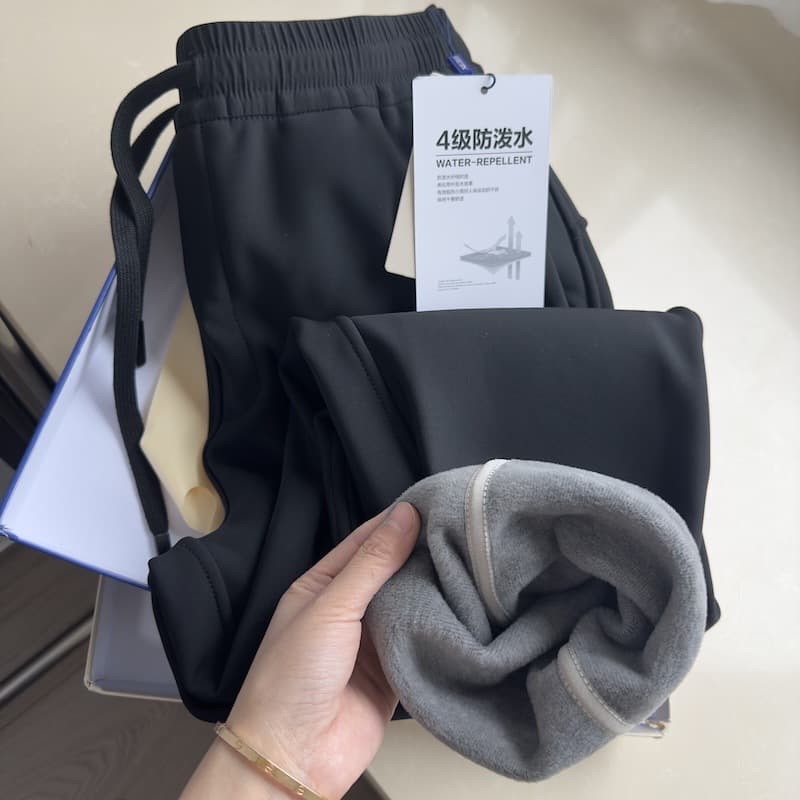 Bird Series Fine Craft Details Autumn/Winter Warm Fleece-Lined Thickened Long Pants Knee Protection Elastic Waist Straight-Leg Casual Versatile Softshell Pants