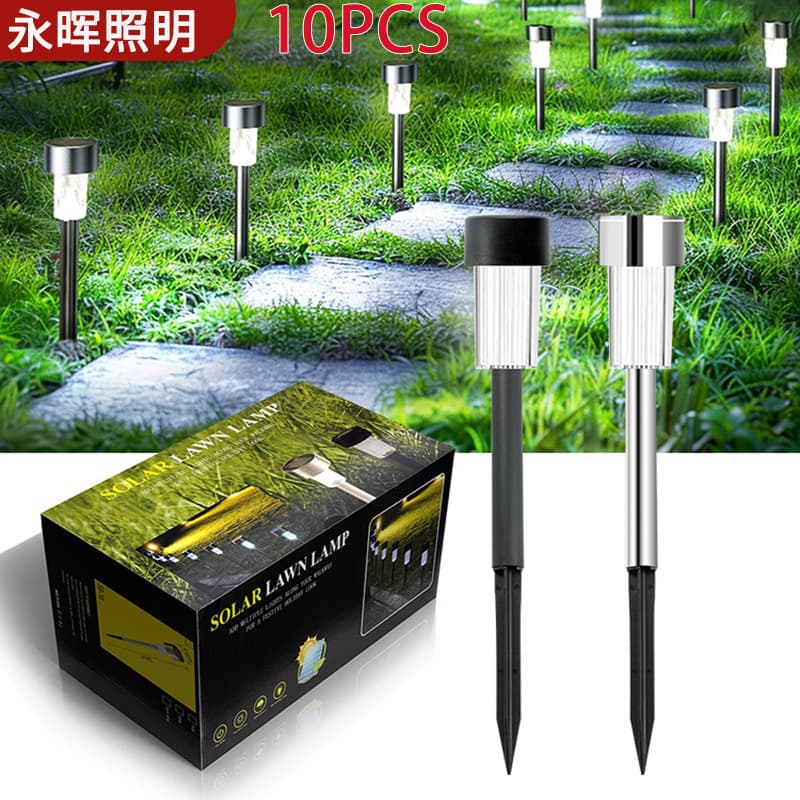 Cross-border solar stainless steel small tube light outdoor waterproof led garden courtyard ground landscape decorative lawn light