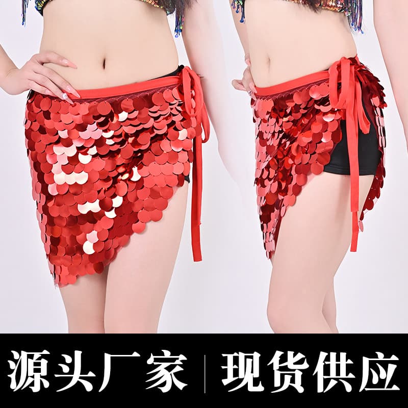 2026 New Belly Dance Mermaid Hip-Wrap Set, Sexy Sequin Square Hip-Wrap Waist Scarf, Beaded Waist Chain