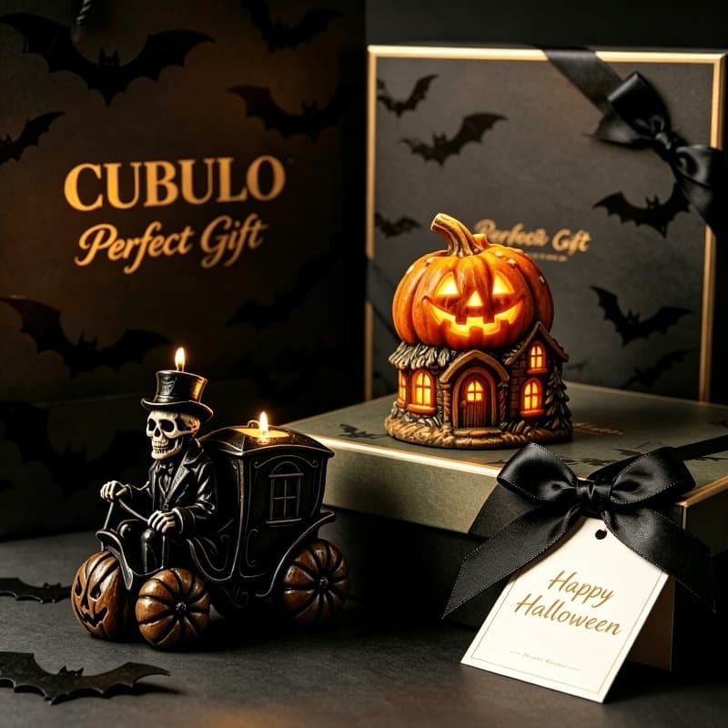 Halloween Pumpkin House Skeleton Carriage Silicone Mold Set DIY Resin Aromatherapy Candle Holder Decoration Ornament Mold