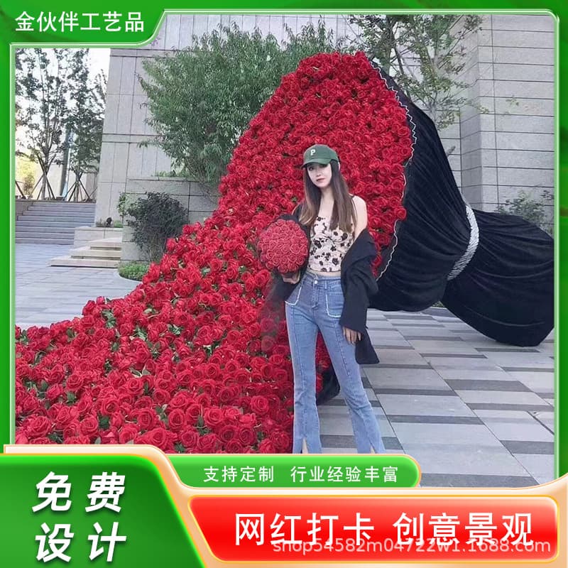Internet celebrity giant rose bouquet customized shopping mall decoration props large ornaments check-in roses photo