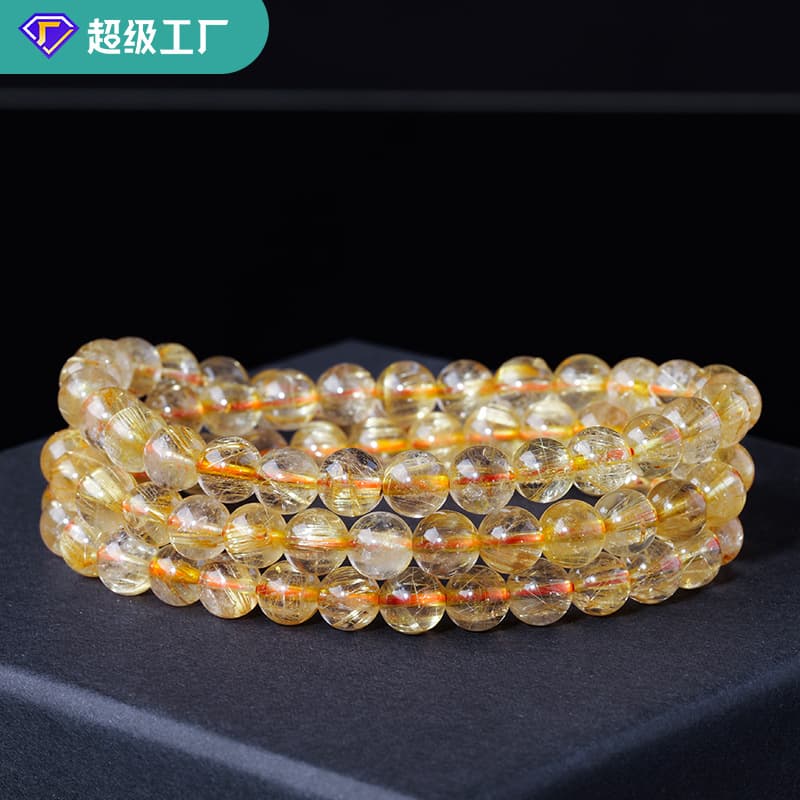 Natural crystal blonde crystal multi-circle bracelet, citrine long loose beads, round beads, semi-finished bracelets for men and women wholesale