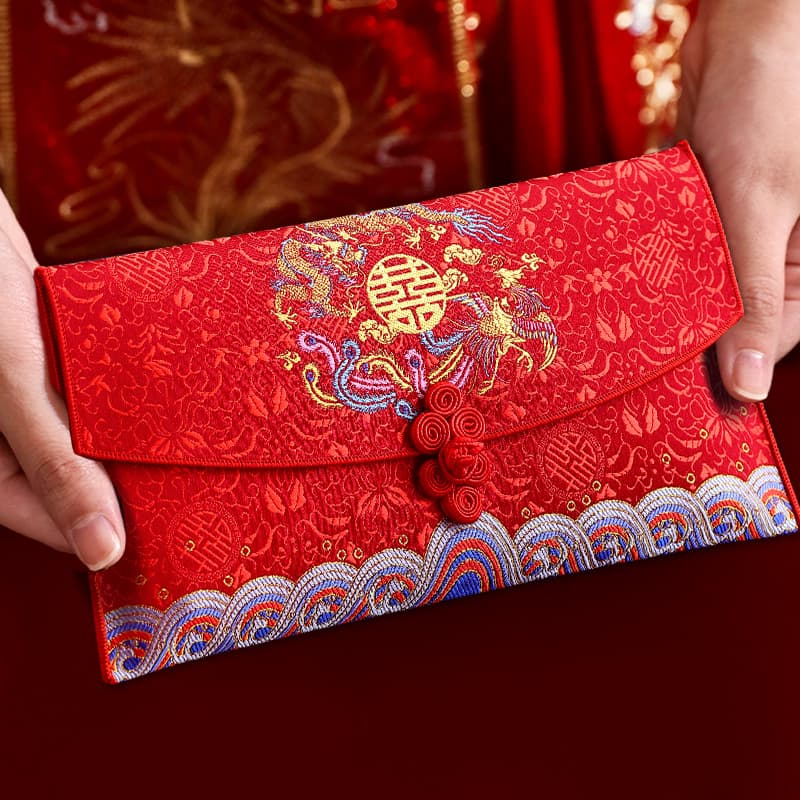 Ten-thousand-yuan wedding red envelopes, 2024 new Chinese fabric design for tea ceremony name-change fee packets
