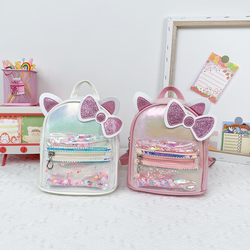 New Children's Bag Cartoon Bow Cute Cat Ears Backpack Trendy Colorful Fashion Pattern Princess Bag
