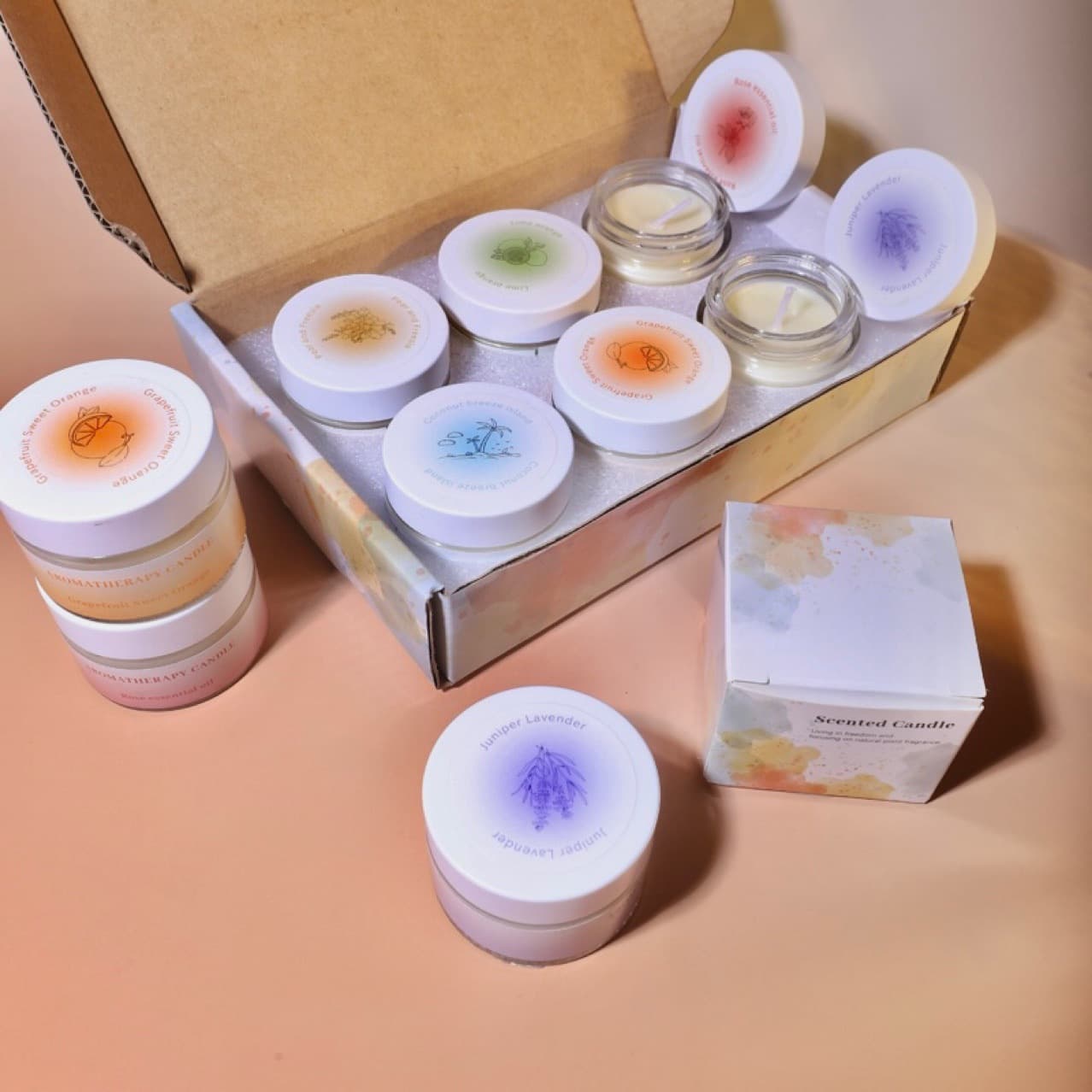 Jiesheng Aromatherapy New Product Cross-border Hot Selling Essential Oil Soy Wax Candle Gift Box Set Gift Accompanying Gift Handmade Fragrance