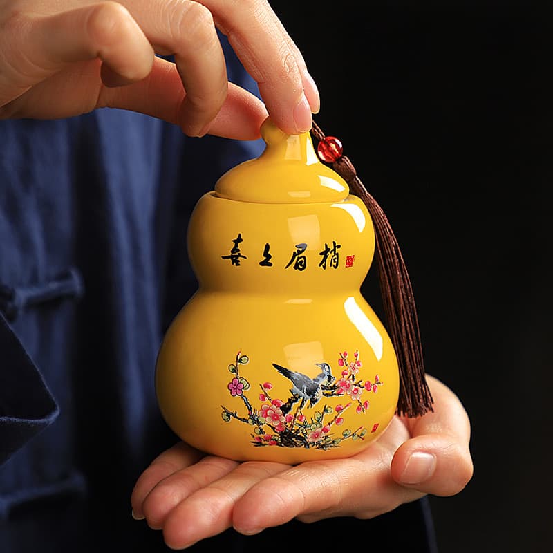 Gourd Tea Can Small Medicine Jar Portable Herb Olive Container Ceramic Bottle Fragrance Cream Powder Jar Pill Case Custom Logo Printing