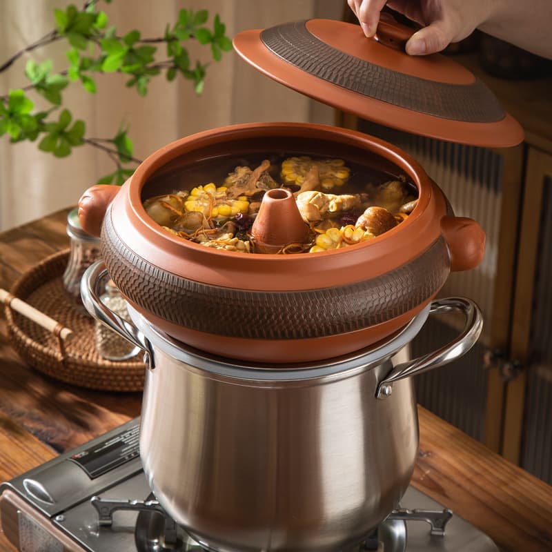 Yunnan Jianshui Steamer Pot Steam Casserole Steamer Chicken Pot for Home Use, Ceramic Steamer, Non-Zitao Sand Jump Knife, Commercial