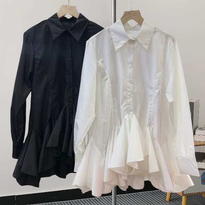 High-end French white shirt women's new early spring and autumn shirt design with niche temperament