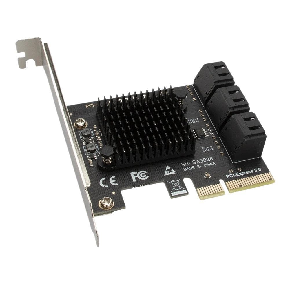 Desktop PCIe to 6-Port SATA 3.0 Hard Drive 6G Expansion Card, Xiangshuo ASM1166, PCIe 3.0 Gen3