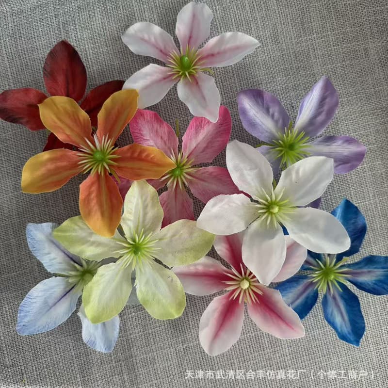 Artificial Clematis Flower Head Hairpin Headpiece Hanfu Graduation Cap Umbrella Decoration Fake Flower Cross-Border Artificial Flower Head