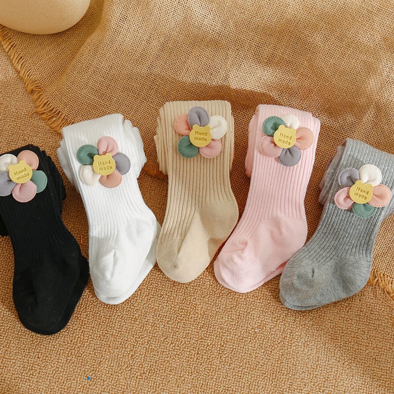 New Korean Style Spring/Autumn Baby Girl Floral Print Leggings Tights with Padded Bottom for Infants and Toddlers