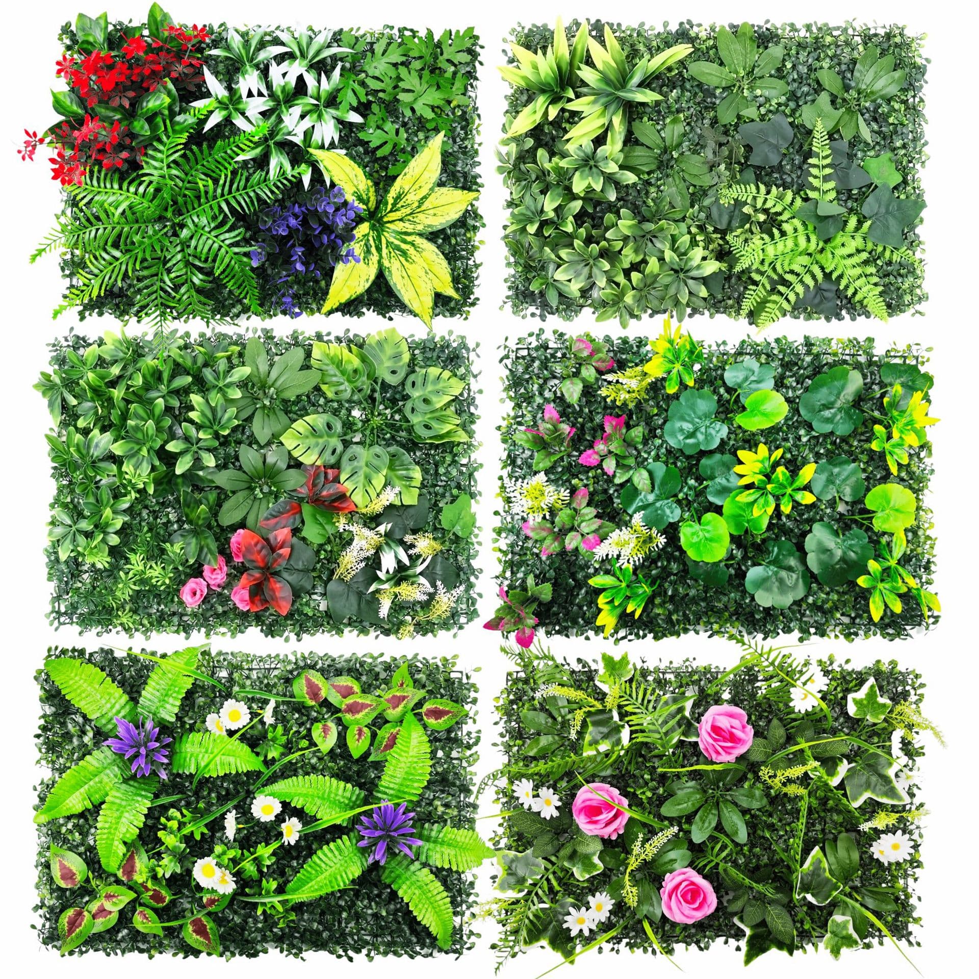 40×60cm Artificial Grass Wall Panel, Simulated Plant Wall, Green Decor for Doorway Background, Plastic Fake Flowers and Grass Hanging Panel
