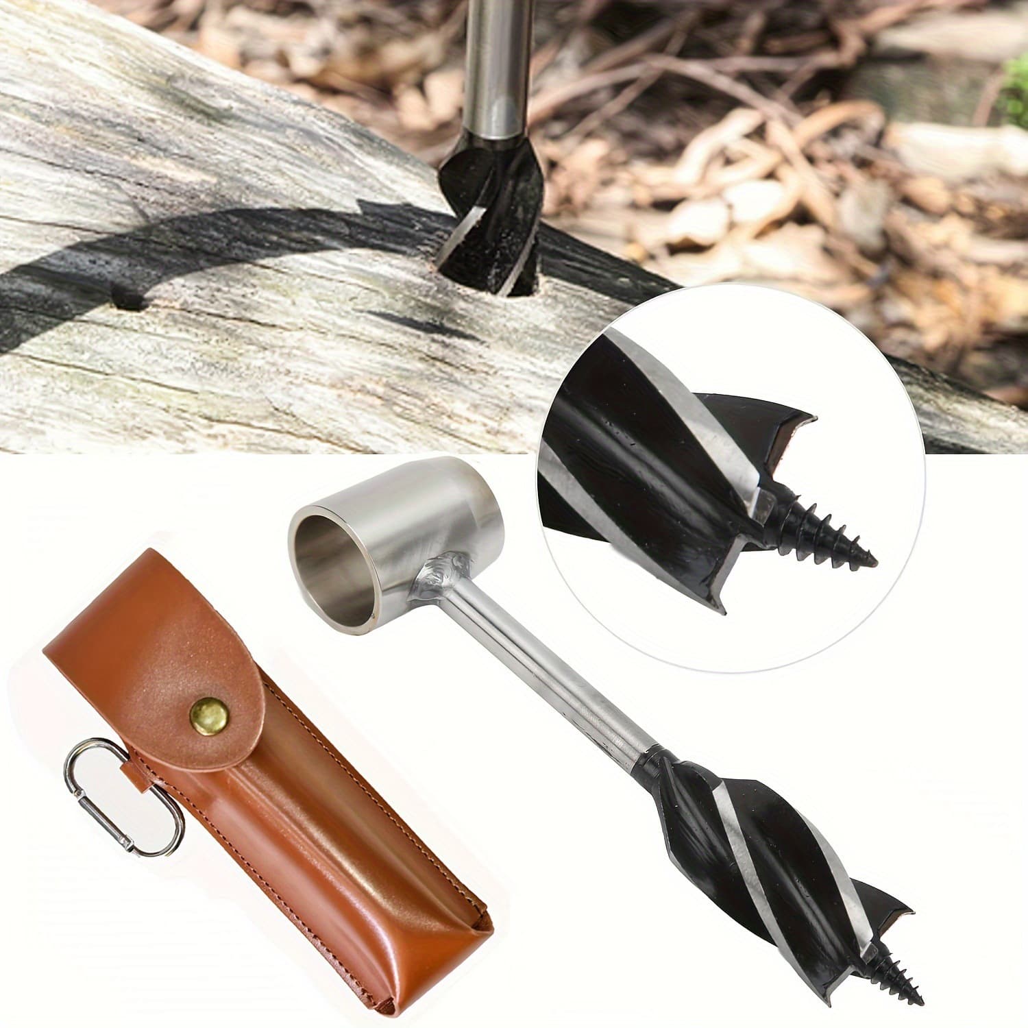 Manual Gimlet Drill, Multi-functional Outdoor Hand Gimlet, Portable Wood Drilling Tool, Hand Drill for Wood