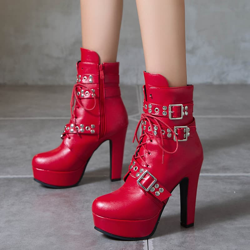Women's Martin Boots Size 40-48, Autumn/Winter New Style, European and American High Heel Short Boots, Export Boots Drop Shipping