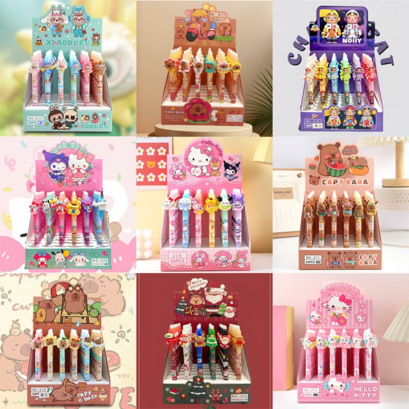 Sanlio Erasable Gel Pen Stereo Resin Push Pen High Color Value Student Stationery in stock Cross-border Wholesale Purchase