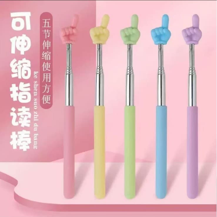 Macaron Color Stainless Steel Telescopic Children's Reading Finger Pointer Stick, Baton, Teaching Pointer for Blackboard Teacher Instruction