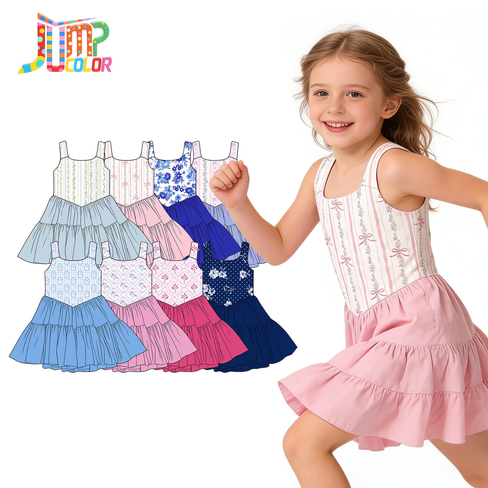 Summer Girls Dress European and American Style Comfortable Yoga Dress Girls Outing Versatile Skirt Baby Dress Spring and Summer