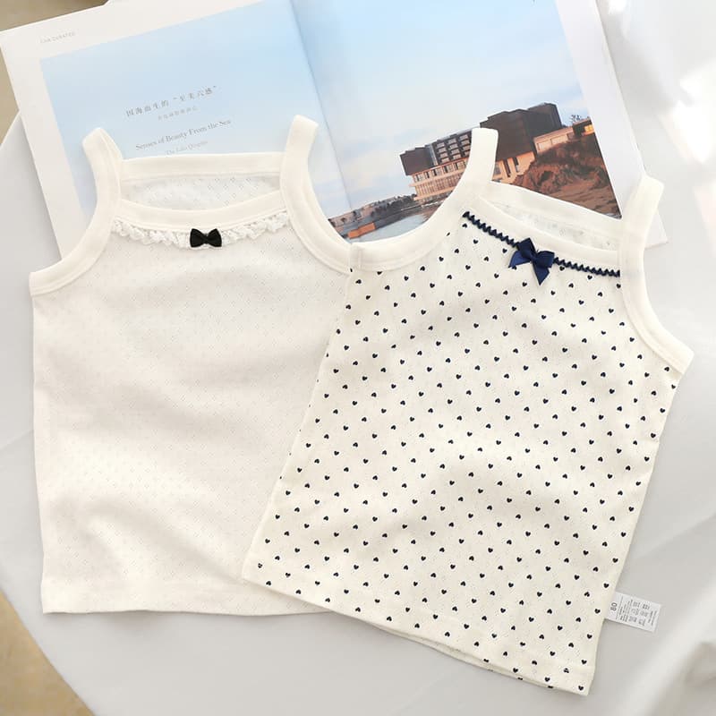Japanese summer thin girls' camisole, medium and large children's tops, pure cotton type A baby sleeveless bottoming shirt