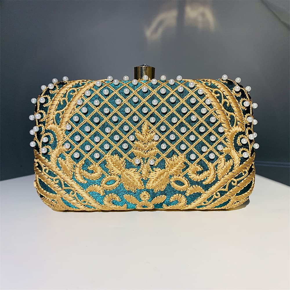 2323 Hengmei Handbag Embroidered Handmade Beaded Evening Bag Women's Vintage Pearl Banquet Evening Bag Women's Bag