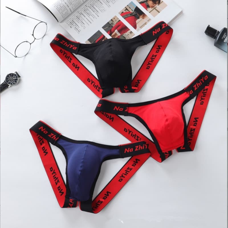 New Men's Thong with Extra-Large Front Pouch Cotton Underwear Sexy Thong Men's Underwear Wide Elastic Nightclub Pants