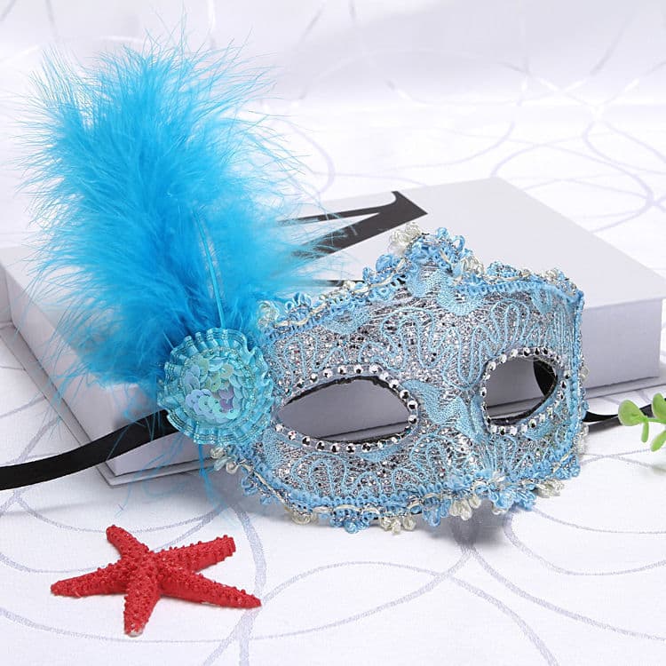 Ice Princess Lace Feather Mask Costume Party Adult Mask Cosplay Performance For Halloween Christmas Other Parties