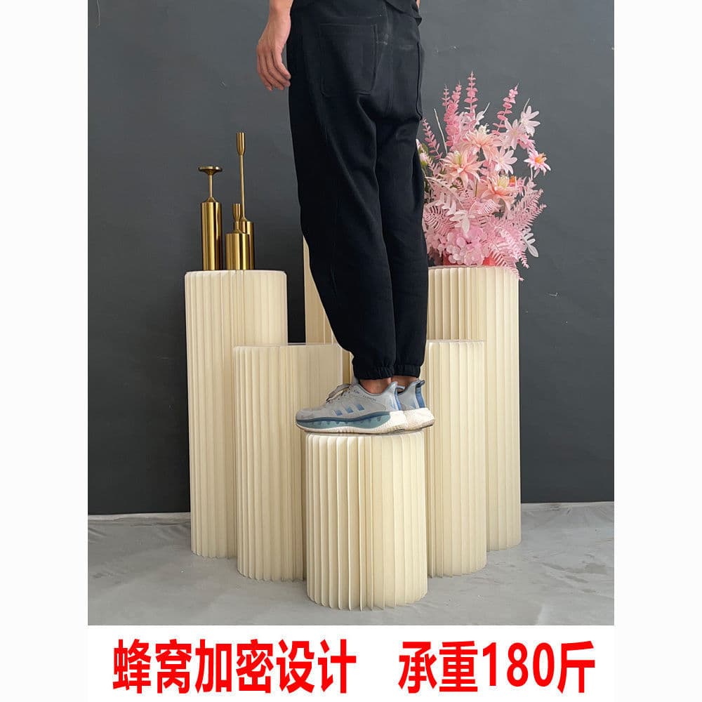 Wedding folding Roman column encrypted dessert table props road guide cylindrical column wedding window origami encrypted column