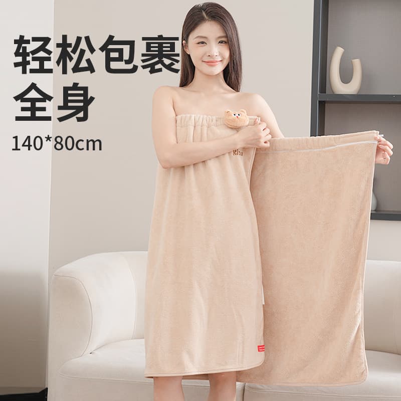 Manufacturer wholesale thickened bath towel, strapless for women, wearable or wrap, warp-knit coral fleece plush bathrobe, home use, absorbent and soft.