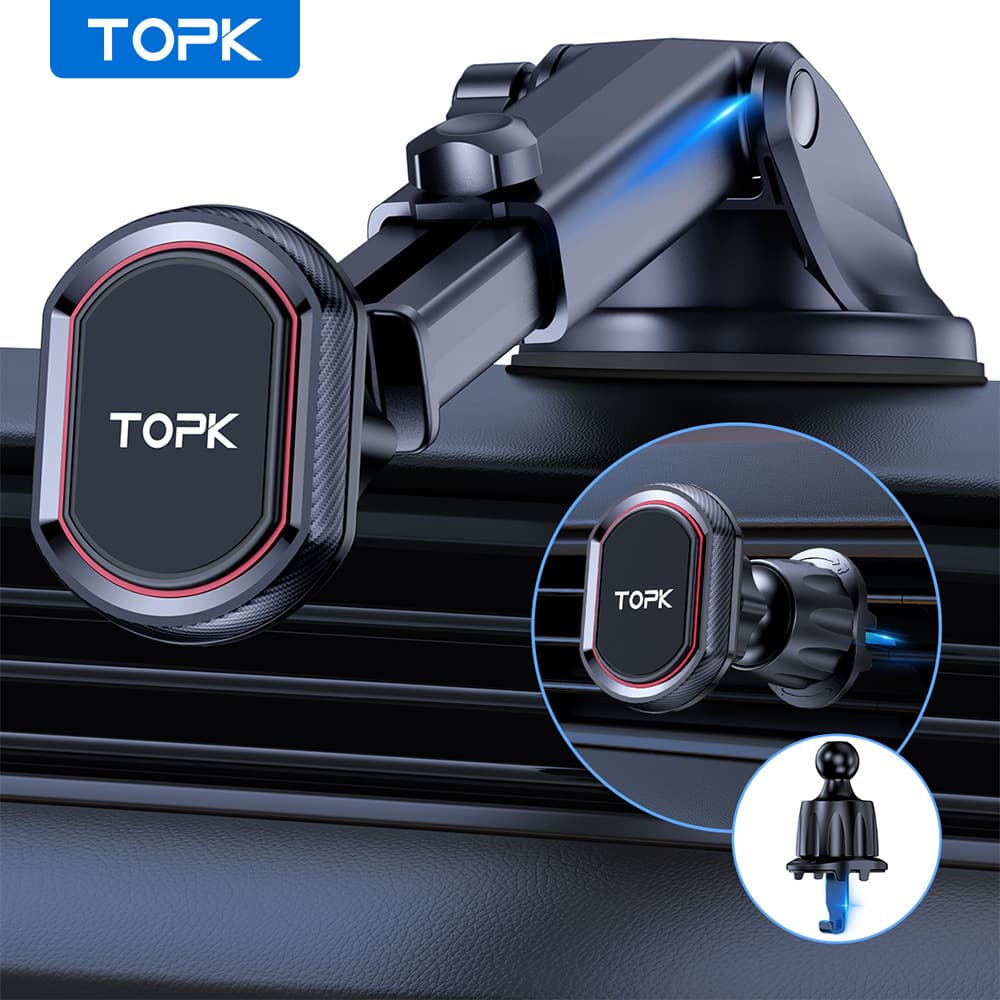 TOPK D37 magnetic holder car suction cup holder air outlet multi-function navigation universal mobile phone holder