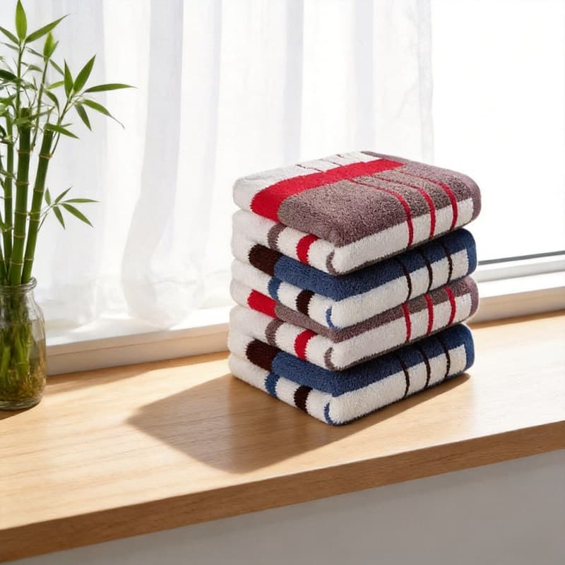 JINHAO 100% Long Staple Cotton Towel, Light Luxury Stripe Design, Soft, Absorbent, Lint-Free, Essential for Home Bathroom