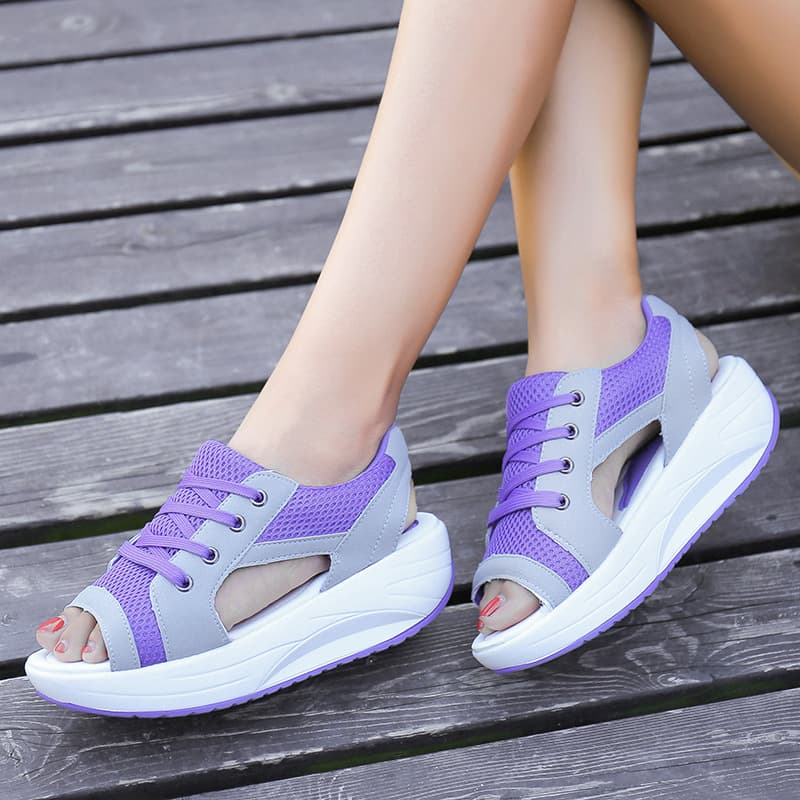 New platform sandals, thick-soled wedges, breathable rocking shoes, women's mesh shoes, comfortable sports and casual shoes for women