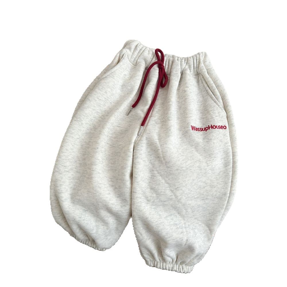 Fleece-Lined/Non-Fleece Kids' Autumn-Winter Korean Style Loose Fit Unisex Embroidered Warm Casual Jogger Pants