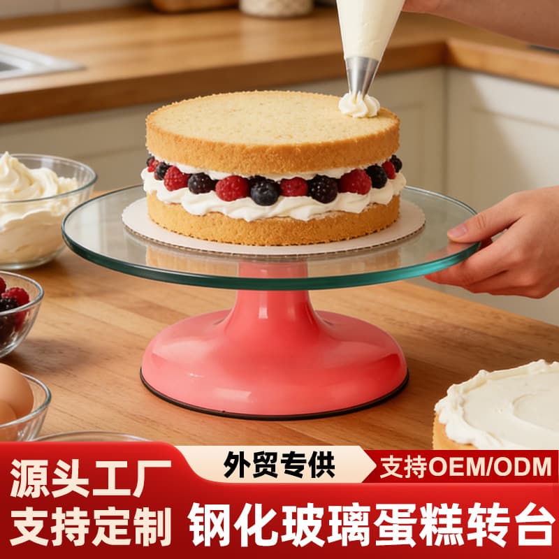 Tempered Glass Cake Turntable Home Cake Decorating Turntable Cake Icing Tray Baking Tool Commercial Cake Rotating Stand