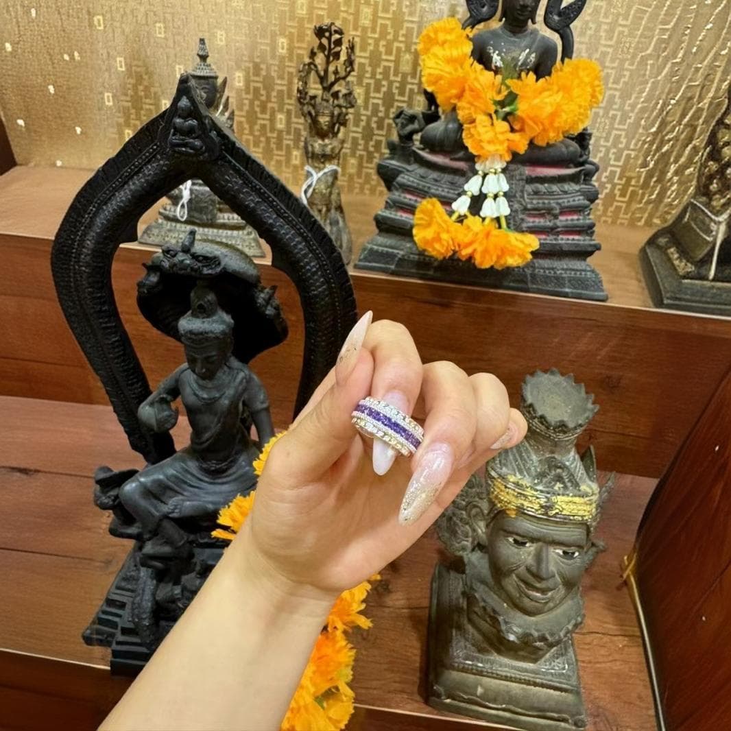 Thai Buddhist brand, Cuban Kristen purple butterfly ring, original temple authentic Thai brand