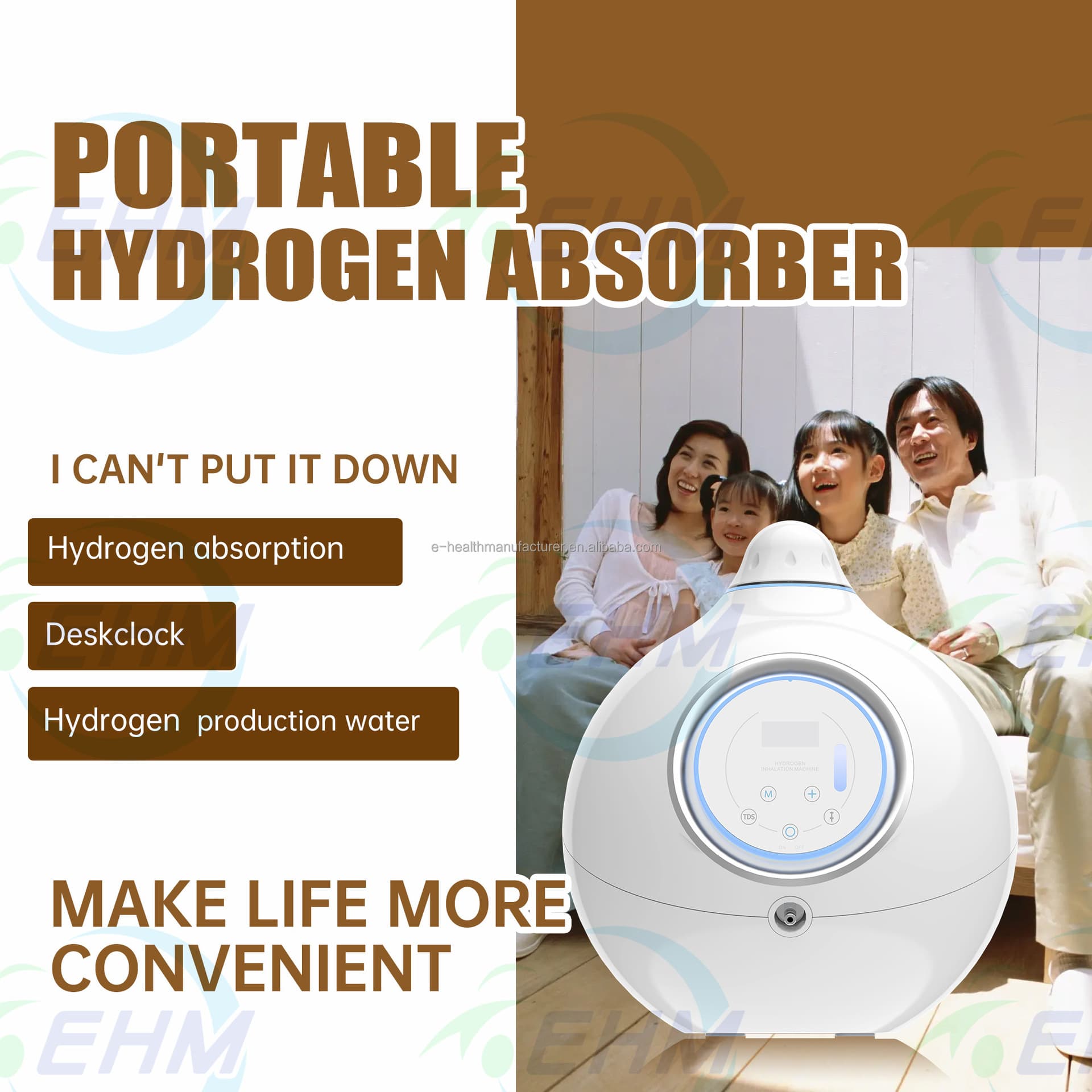 Home Mini Hydrogen Generator Hydrogen Oxygen Integrated Machine EHM-H300-Q Hydrogen Generator
