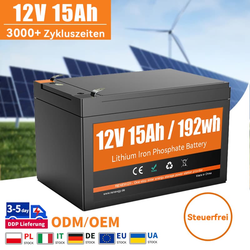 12V 15Ah 20Ah LiFePO4 Batteriepack mit BMS 24V Batteriepack