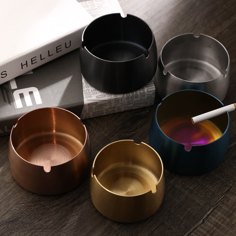 Creative Plated Ashtray KTV Internet Cafe Metal Ashtray Thickened Windproof Hotel Ashtray Stainless Steel Ashtray