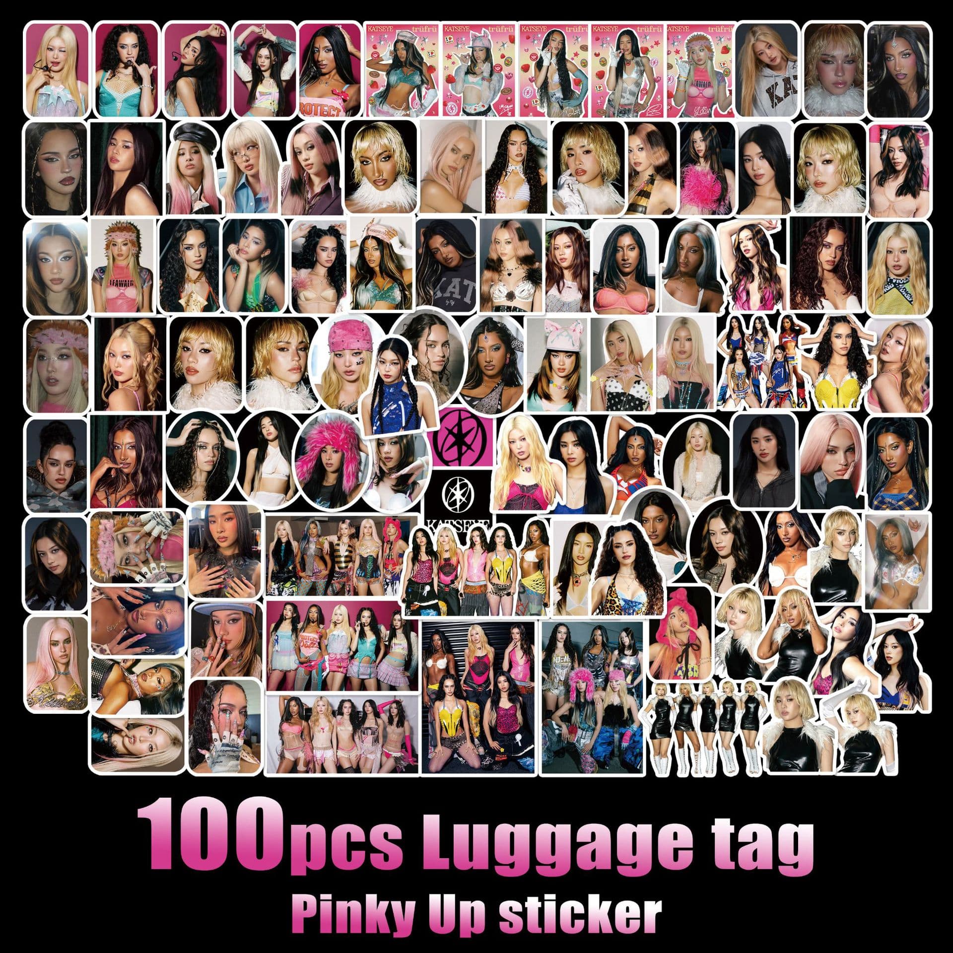 100 KATSEYE stickers kpop girl group Pinky UP album peripheral stickers Megan star luggage stickers