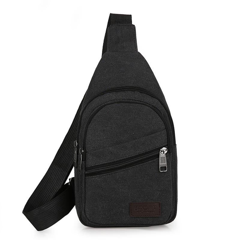 Minimalist Washed Canvas Chest Bag Unisex Lightweight Cycling Crossbody Bag Multi-functional Men's Shoulder Bag Large Capacity