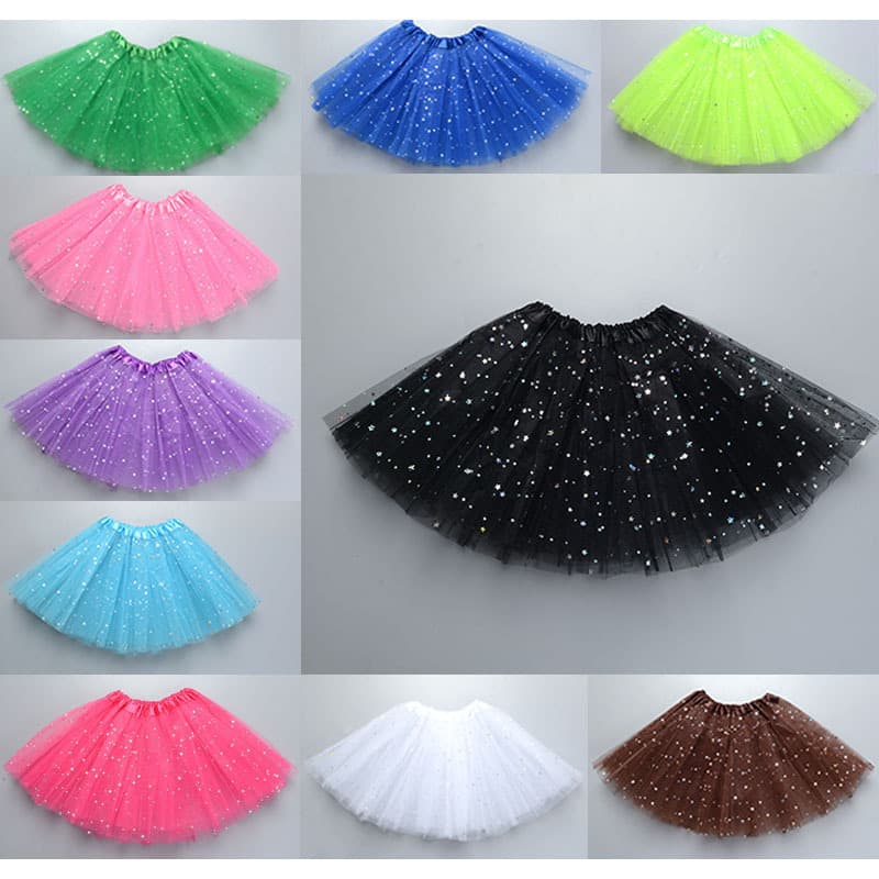 Children's tutu skirt princess sequin three-layer 6-piece mesh skirt tutu gauze skirt tutu children