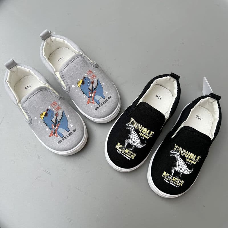 Spring/Autumn Style Export Cartoon Dinosaur Embroidery Children's Canvas Shoes Unisex Baby Walking Shoes Small/Medium Kids 1-5 Years