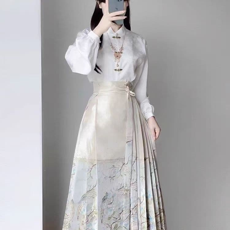 New Chinese Style Horse Face Skirt Set for Women 2025 New Autumn Improved Ming Dynasty Hanfu Daily Commute Versatile