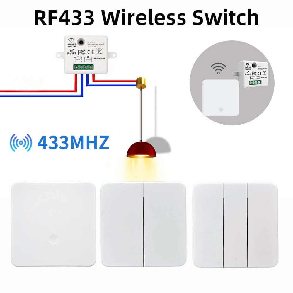 Cross-border wireless remote control switch receiver without wiring, free to paste and modify 433 switch, intelligent dual control light
