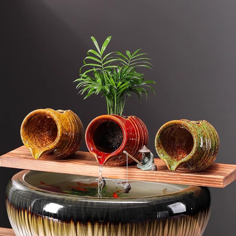 Cyclic Water Flow Pot Ecological Tank Ancient Method Fish Keeping Courtyard Landscape Ornament Indoor Oxygenation Filtration Water Flow Accessories