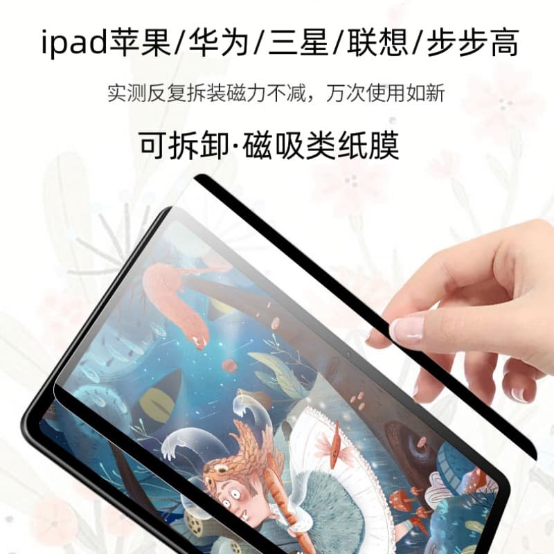 Easy-to-Remove Magnetic Paper-like Film for Apple iPad Air 6, 24 Models of 10th Gen, and Pro 11 Tablets