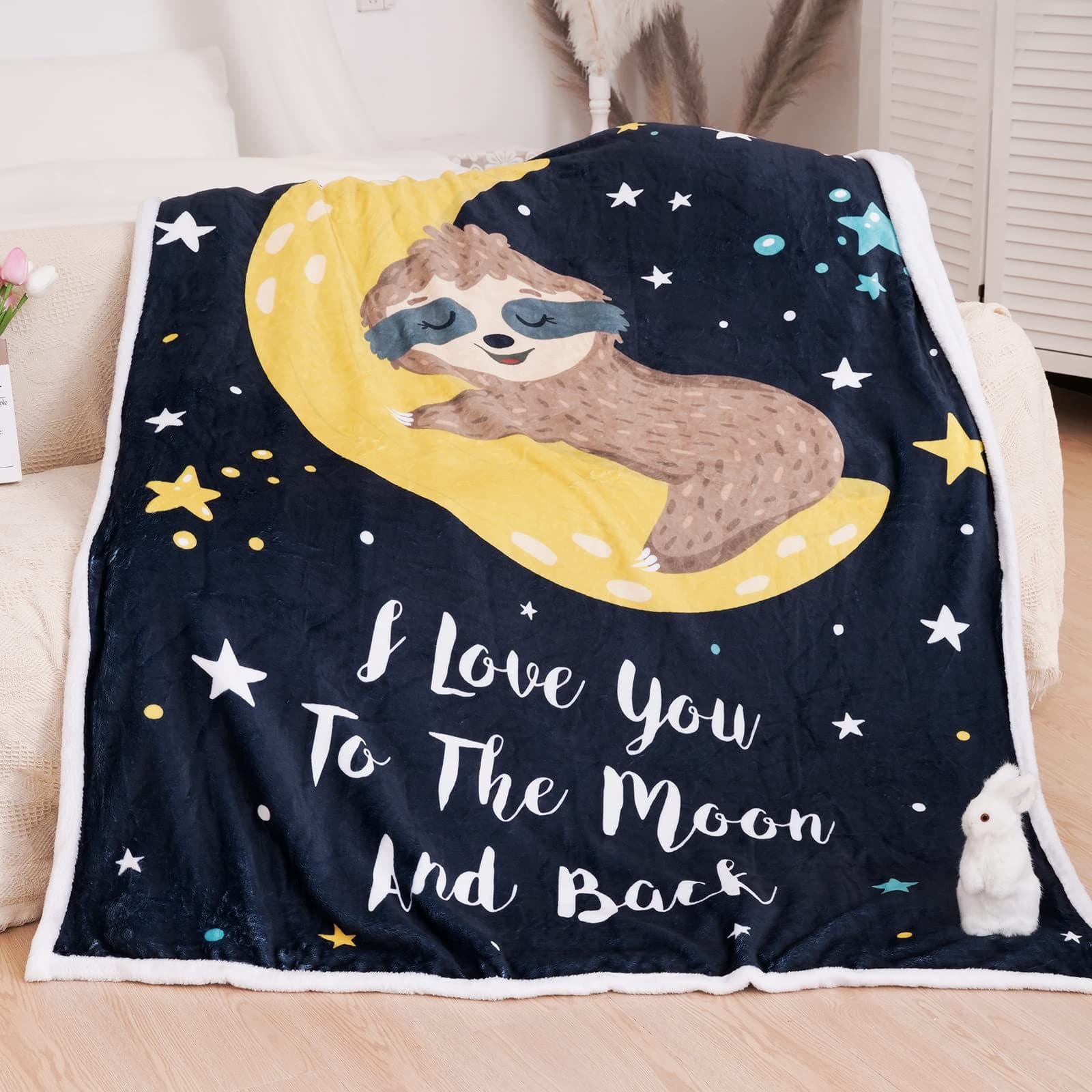 Moon Print Flannel Blanket Four-Season Decorative Sofa Bed Cover Blanket Office Nap Blanket Factory Wholesale