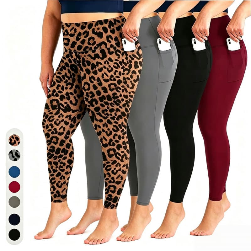 TEMU Pocket High-Waisted Plus Size Yoga Pants for Women, High Elasticity Butt Lifting Cross-Border Sport Tights in Stock