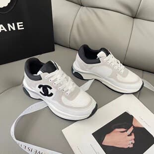 Chanel Style Dad Shoes Women 2025 New Genuine Leather Heightening Thick Sole White Shoes Genuine Leather Mesh Versatile Sports Shoes Women