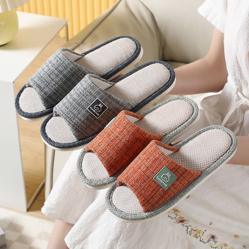 Plus-size all-season linen slippers for men, non-slip, wear-resistant, suitable for home indoor use, flooring, quiet operation, extra-large cotton and linen fabric slippers.