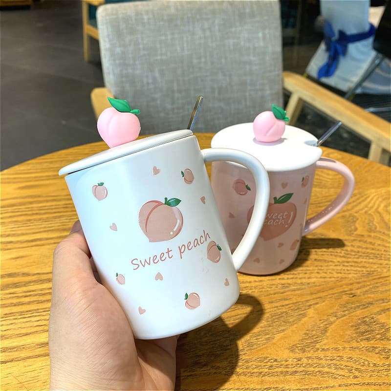 Cute Summer Fruit Ceramic Mug Birthday Gift for Home Girls Water Cup High Aesthetic Cup